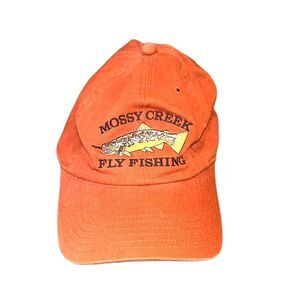 Simms Mossy Creek Fly Fishing Embroidered Trout Cap Orange Black Mens Unisex